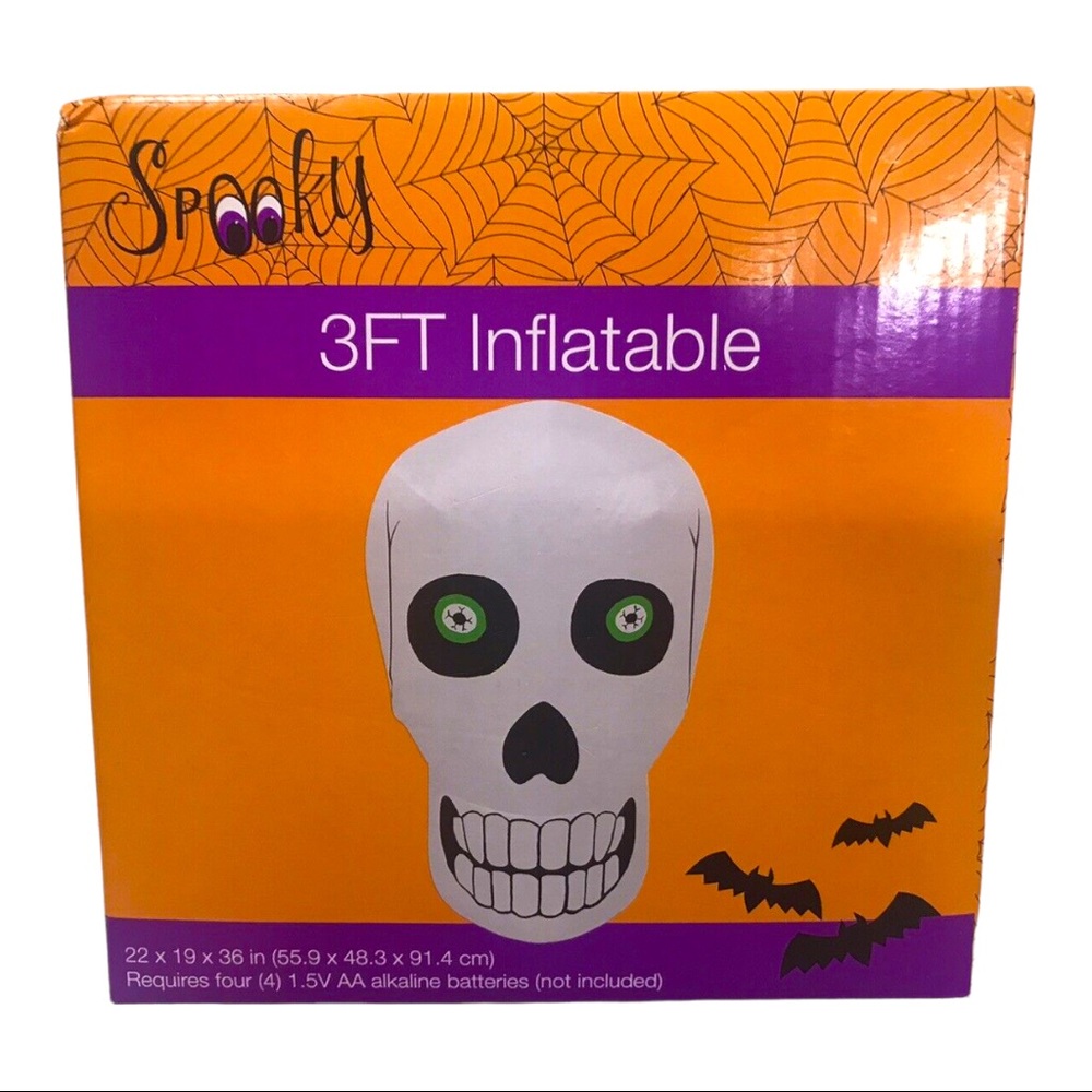 Halloween 3 Ft Airblown Inflatable Skull Day of The Dead Outdoor Decor NWT
